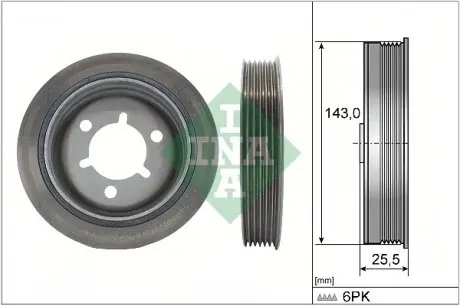 544014510 Шкив коленвала Citroen Berlingo/Peugeot Partner 1.1-1.6 96- INA подбор по vin на Brocar