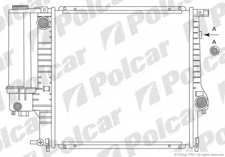 200708A2 Радіатор двигуна 3 E36 91- POLCAR підбір по vin на Brocar