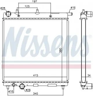 61279 Радіатор охолодження Citroen C3 1.4i 03- NISSENS підбір по vin на Brocar