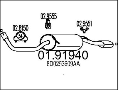 0191940 Глушник MTS підбір по vin на Brocar