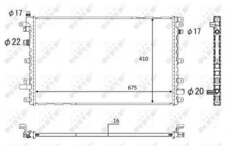 58569 Радиатор охлаждения Chevrolet Volt/Opel Ampera 1.4H 11- NRF підбір по vin на Brocar