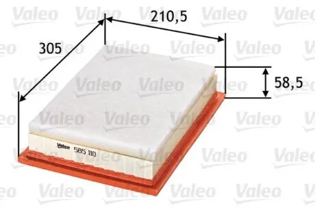 585110 Фильтр воздушный VALEO подбор по vin на Brocar