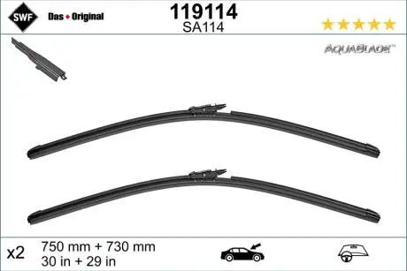 119114 Щетка стеклоочистителя FORD: GALAXY 15- /FORD: S-MAX 15- (750mm+730mm) SWF подбор по vin на Brocar