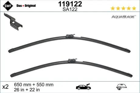 119122 SWF119 122_щетки стеклоочистителя к-т! Aquablade, 550/22&#039;+650/26&#039; MB R231 12&gt; SWF підбір по vin на Brocar