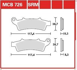 MCB726SRM КОЛОДКИ ТОРМОЗНЫЕ ДИСКОВЫЕ TRW подбор по vin на Brocar