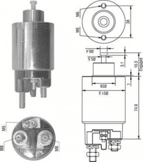 AME0354 MAGNETI MARELLI MITSUBISHI Втягивающее реле стартера MAGNETI MARELLI підбір по vin на Brocar