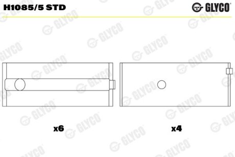 H10855STD Подшипник коленвала GLYCO підбір по vin на Brocar