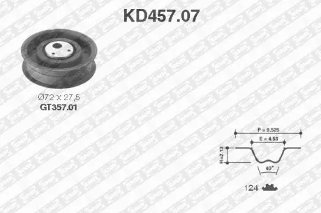 KD45707 Комплект ремня ГРМ SNR NTN підбір по vin на Brocar