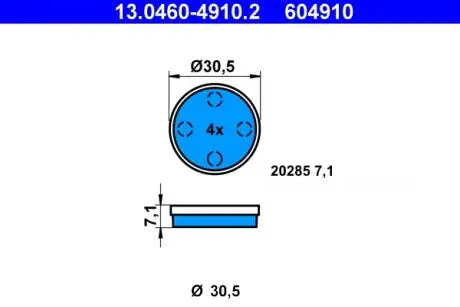 13046049102 Комплект гальмівних колодок, дискове гальмо 13.0460-4910.2 ATE ATE підбір по vin на Brocar