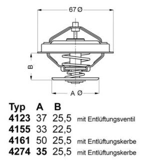 415587D Термостат 87°C T2 1,9-2,1B,VENTO WAHLER підбір по vin на Brocar