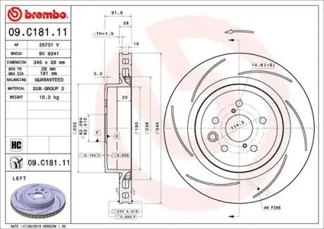 09C18111 Тормозной диск BREMBO подбор по vin на Brocar