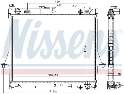 60855 Радиатор, охлаждение двигателя NISSENS підбір по vin на Brocar