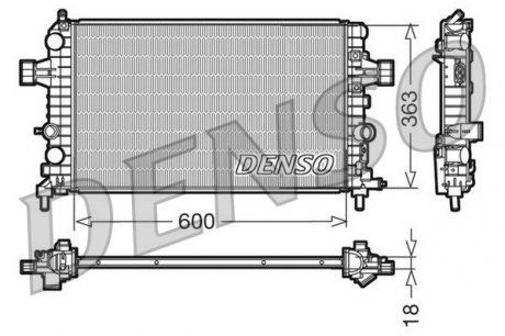 DRM20103 Радиатор системы охлаждения OPEL: ASTRA H 1.6/1.8 04 -, ASTRA H GTC 1.6/1.8 05 -, ASTRA H TwinTop 1.6/1.8 05 -, ASTRA H универсал 1.6/1.8 04 -, ZAFIRA 1.6/1.8 05 - VAU DENSO підбір по vin на Brocar