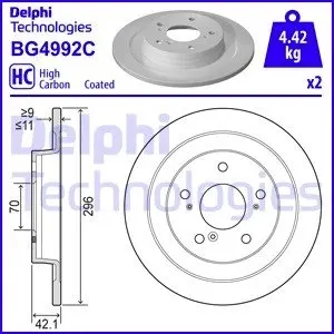 BG4992C Тормозной диск DELPHI подбор по vin на Brocar