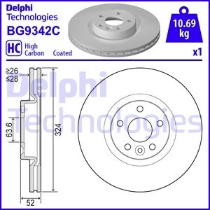 BG9342C Гальмівний диск DELPHI підбір по vin на Brocar