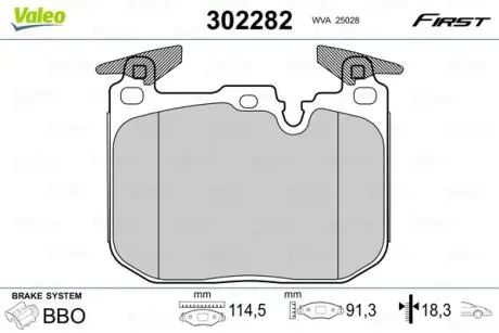 302282 Тормозные колодки дисковые BMW 1/2/3/4 "F "11>> VALEO подбор по vin на Brocar