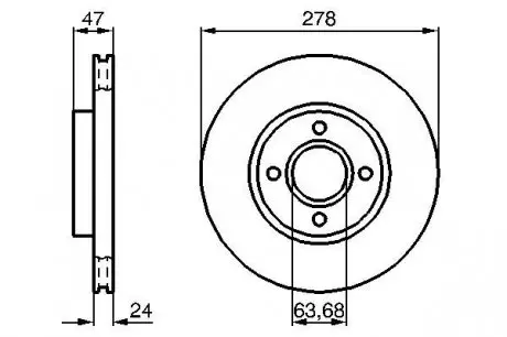 0986478427 Диск тормозной передний SCORPIO 2.9I 278 24 44249 BOSCH подбор по vin на Brocar