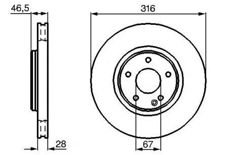 0986478625 Диск перед.(вентил.) DB W210 3,2-5,0 (316*28) BOSCH підбір по vin на Brocar