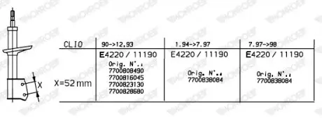 11190 Амортизатор MONROE підбір по vin на Brocar