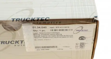 0134040 Підшипник підвісний DB Vario 4.3TDI (d=45mm) TRUCKTEC підбір по vin на Brocar