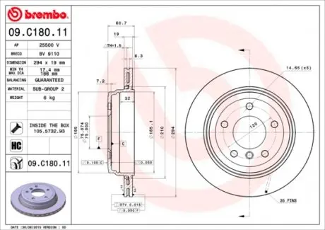 09C18011 Диск гальмівний BREMBO підбір по vin на Brocar