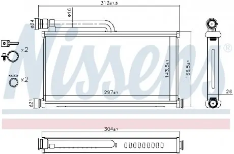 70233 Радиатор отопителя NISSENS підбір по vin на Brocar