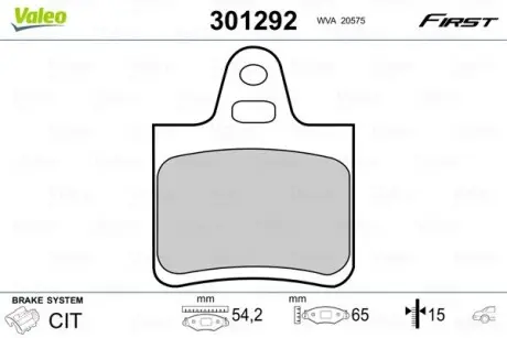 301292 Колодки гальмівні CITROEN T. XANTIA 1,6-2,9 03/93-01 VALEO підбір по vin на Brocar