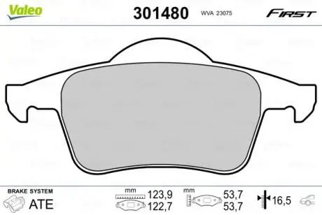 301480 Колодки гальмівні VOLVO T. S60/S70/S80/V70/XC70 98-10 VALEO підбір по vin на Brocar