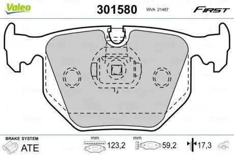 301580 Тормозные колодки дисковые ALPINA/BMW/LANDROVER D3/3/5/7/X3/X5/Z4/Z8/RangeRover "2,0-5,6 "R "90-13 VALEO подбор по vin на Brocar