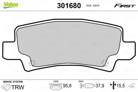 301680 Колодки тормозные зад. COROLLA VALEO подбор по vin на Brocar