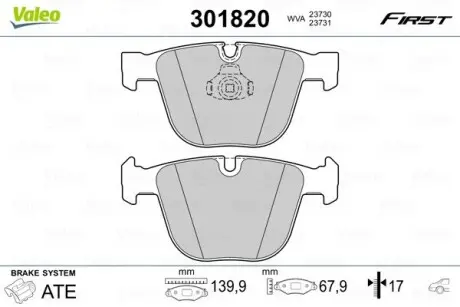 301820 Тормозные колодки дисковые BMW 1/3/5/6/7/X5/X6 "3,0-6,0 "R "01>> VALEO подбор по vin на Brocar
