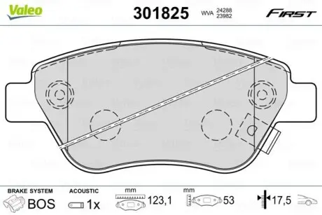 301825 Колодки гальмівні OPEL P. CORSA D 06- VALEO підбір по vin на Brocar