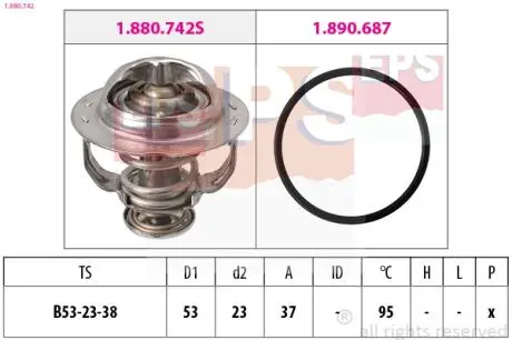 1880742 Термостат (Made in Italy!) с прокладкой Golf VI,VII,Passat,Polo,Skoda,Audi 1.4/2.0TSI/TFSI -7 EPS подбор по vin на Brocar