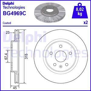 BG4969C Тормозной диск DELPHI підбір по vin на Brocar