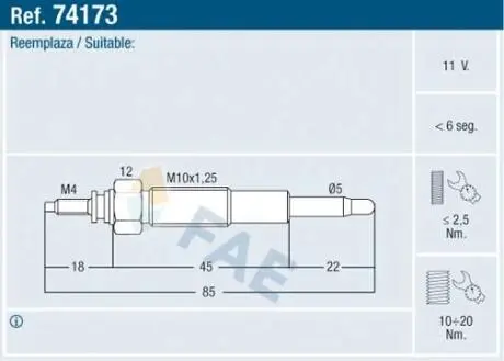 74173 Автозапчасть FAE підбір по vin на Brocar