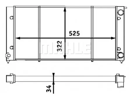CR340001S Радиатор охлаждения VW Caddy 82-92/Golf 79-93 (322x525x34) MAHLE / KNECHT підбір по vin на Brocar