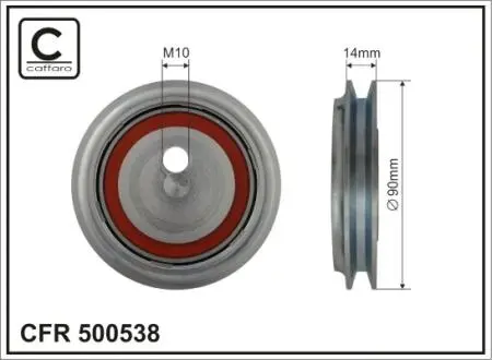 500538 90x10x14 Ролик паска приводного VW T4 2,4D (AAB) 2,5 (AAF) 90- CAFFARO підбір по vin на Brocar