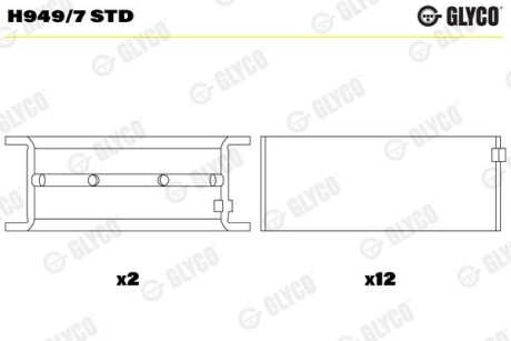 H9497STD Підшипник коленвала GLYCO підбір по vin на Brocar