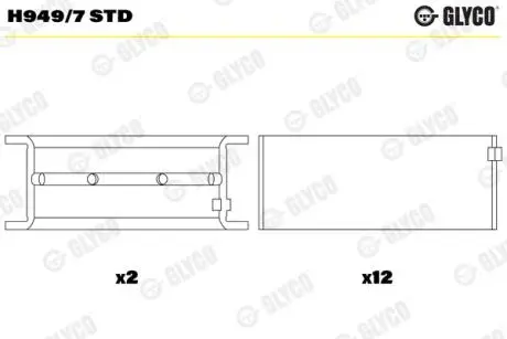 H9497STD Підшипник коленвала GLYCO підбір по vin на Brocar