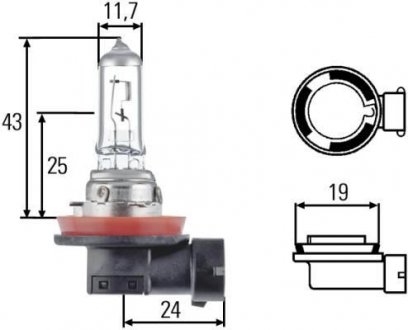 8GH008358241 Автолампа Behr Hella 8GH008358241 Heavy Duty H11 PGJ19-2 70 W прозрачная HELLA підбір по vin на Brocar