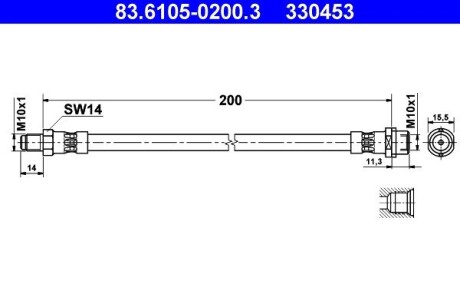 83610502003 Гальмівний шланг ATE підбір по vin на Brocar