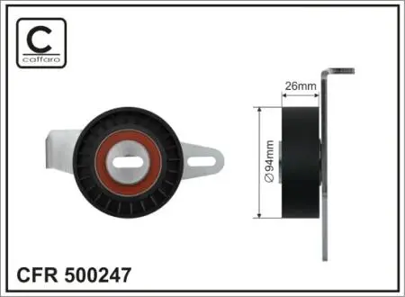 500247 Ролик натягувач ручейкового ременя Peugeot Boxer, Citroen Jumper 2.5D/TD CAFFARO підбір по vin на Brocar
