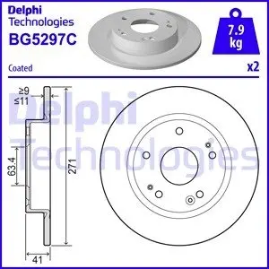 BG5297C Гальмівний диск DELPHI підбір по vin на Brocar