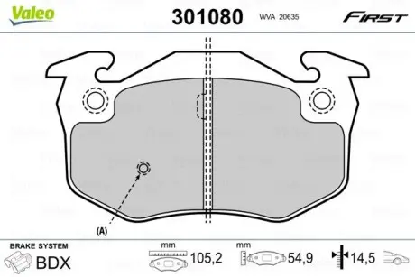 301080 Колодки гальмівні RENAULT P. TWINGO 93- VALEO підбір по vin на Brocar