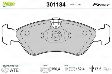 301184 Колодки гальмівні OPEL P. ASTRA/VECTRA 88-03 VALEO підбір по vin на Brocar