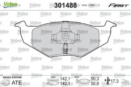 301488 Гальмівні колодки дискові VAG Arosa/Fabia/Fox/Polo "1,0-1,9 "F "94>> VALEO підбір по vin на Brocar