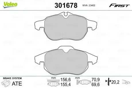 301678 Колодки гальмівні OPEL P. SIGNUM/VECTRA 02- VALEO підбір по vin на Brocar