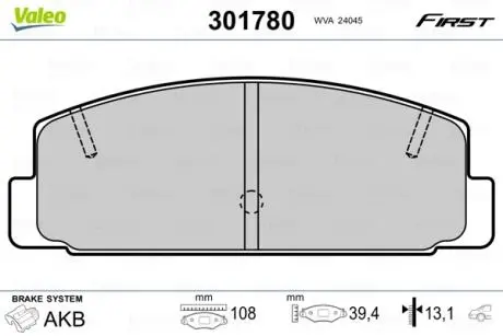 301780 Колодки гальмівні MAZDA T. 323/626/6 87-07 BEZ CZUJNIKA VALEO підбір по vin на Brocar