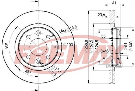 BD3550 Диск торм. передній (259х21) FREMAX підбір по vin на Brocar