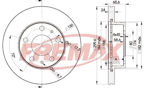 BD4682 Диск гальмівний передній Fremax BD-4682 FREMAX підбір по vin на Brocar